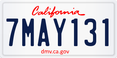CA license plate 7MAY131