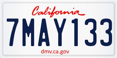 CA license plate 7MAY133