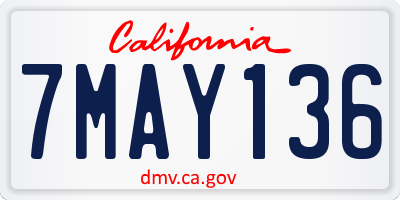 CA license plate 7MAY136
