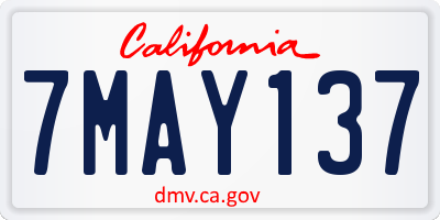 CA license plate 7MAY137