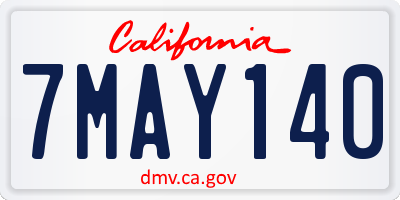 CA license plate 7MAY140