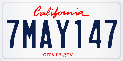 CA license plate 7MAY147