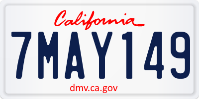 CA license plate 7MAY149