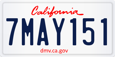 CA license plate 7MAY151