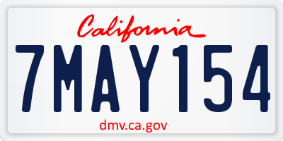 CA license plate 7MAY154