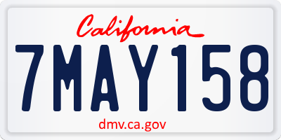 CA license plate 7MAY158
