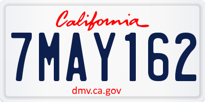 CA license plate 7MAY162