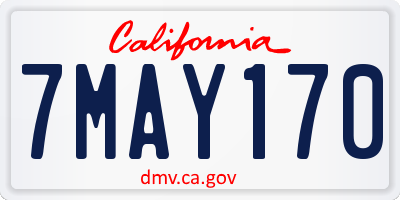 CA license plate 7MAY170