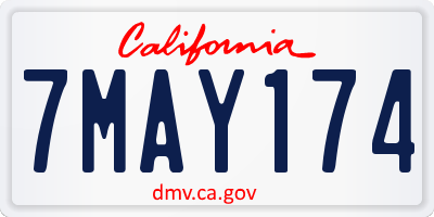 CA license plate 7MAY174