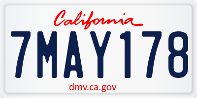 CA license plate 7MAY178
