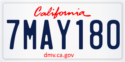 CA license plate 7MAY180