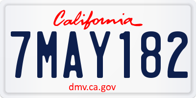 CA license plate 7MAY182