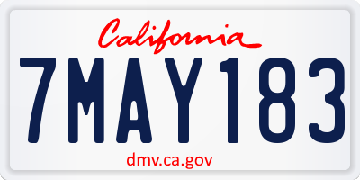 CA license plate 7MAY183
