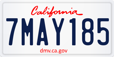 CA license plate 7MAY185
