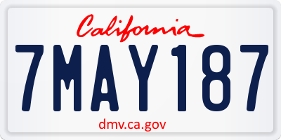 CA license plate 7MAY187