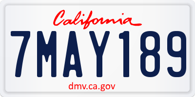 CA license plate 7MAY189