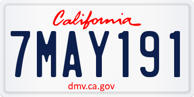 CA license plate 7MAY191