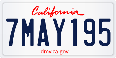 CA license plate 7MAY195