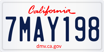 CA license plate 7MAY198