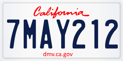 CA license plate 7MAY212