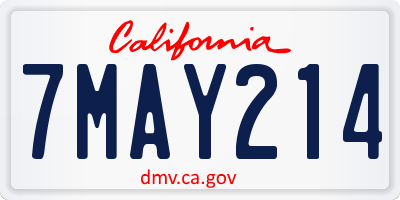 CA license plate 7MAY214