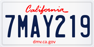 CA license plate 7MAY219