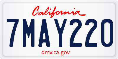 CA license plate 7MAY220