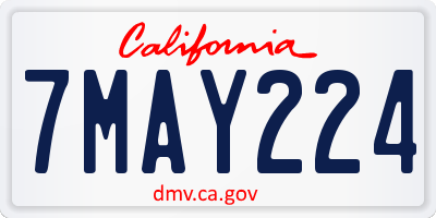 CA license plate 7MAY224