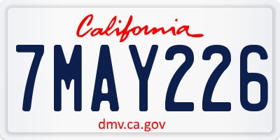 CA license plate 7MAY226