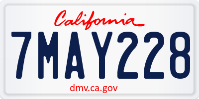 CA license plate 7MAY228