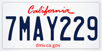 CA license plate 7MAY229