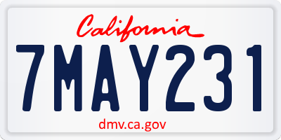 CA license plate 7MAY231