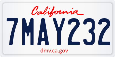CA license plate 7MAY232