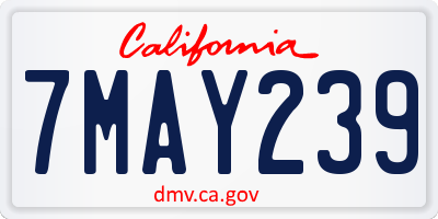 CA license plate 7MAY239