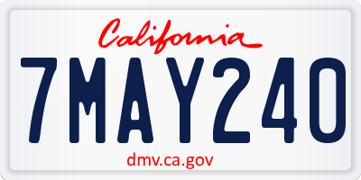 CA license plate 7MAY240