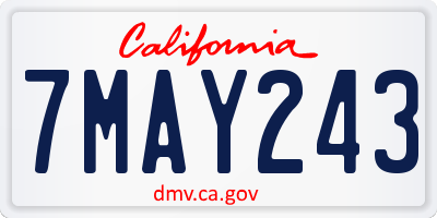 CA license plate 7MAY243