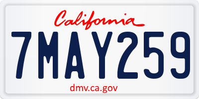 CA license plate 7MAY259