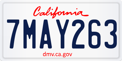 CA license plate 7MAY263