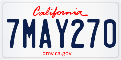 CA license plate 7MAY270