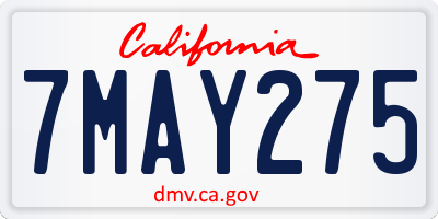 CA license plate 7MAY275