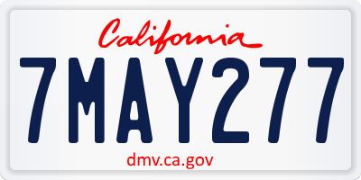 CA license plate 7MAY277