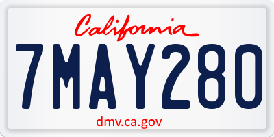 CA license plate 7MAY280