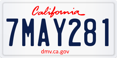 CA license plate 7MAY281