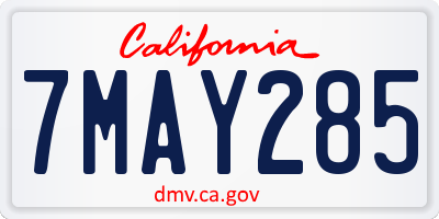 CA license plate 7MAY285