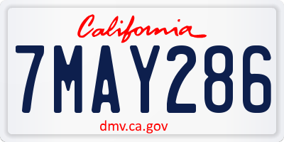 CA license plate 7MAY286