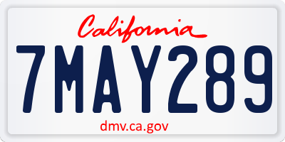 CA license plate 7MAY289