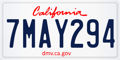 CA license plate 7MAY294
