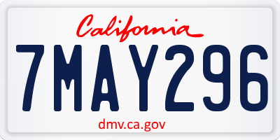 CA license plate 7MAY296