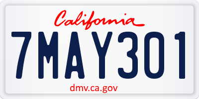 CA license plate 7MAY301