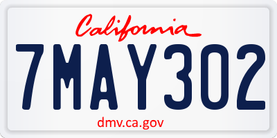 CA license plate 7MAY302